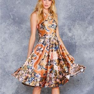 Blackmilk Imperial Dragon Velvet Princess Midi Dress Small